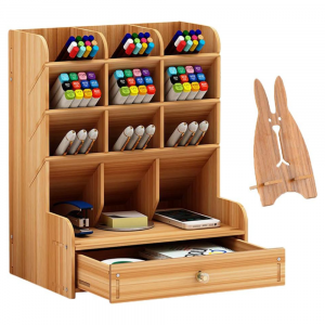 Wooden Art Supplies Desk Organizer