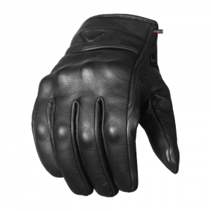 Black Leather Moto Gloves