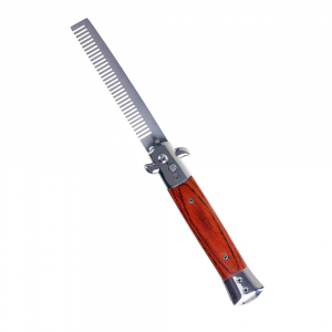 Wood Grain Switchblade Comb